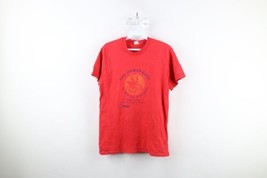Vintage 80s Mens Medium Distressed 1982 The Human Race Running T-Shirt Red USA - £31.03 GBP