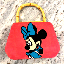 Cute Handmade Hand Painted Wood and Bamboo Minnie Mouse Purse Bag - £5.39 GBP