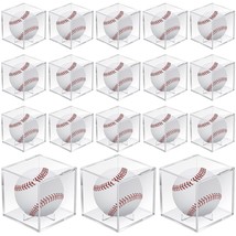18 Pcs Baseball Display Case Clear Uv Ball Holder Square Acrylic Basebal... - $74.99
