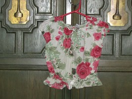BABY GAP floral cotton blouse w/red roses, baby 2 years (bx2 -4)  - $4.46