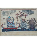 King Tut &amp; Queen Hunting on Nile River Egypt Kemet Papyrus Art Color Pai... - $148.49