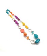 Womens Necklace Jewelry 36&quot; Length Glass Plastic Gem Costume Colorful Charm - £18.27 GBP