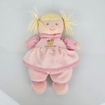 OshKosh Pink Baby Doll Plush Rattle Blonde Pigtails Flowers First 10” Os... - $24.74