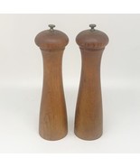 Vintage MCM Italy Salt &amp; Pepper Grinder Set 8&quot; Wood Pair 2 - £22.83 GBP