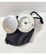 NEW Pottery Barn Aldo Travel Alarm Clock Battery  Silver Plated Mini Siz... - €33,33 EUR
