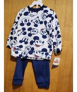 Baby Size 18M Mickey Mouse Blue &amp; White 2-Piece Fleece Outfit NWTs - £10.87 GBP