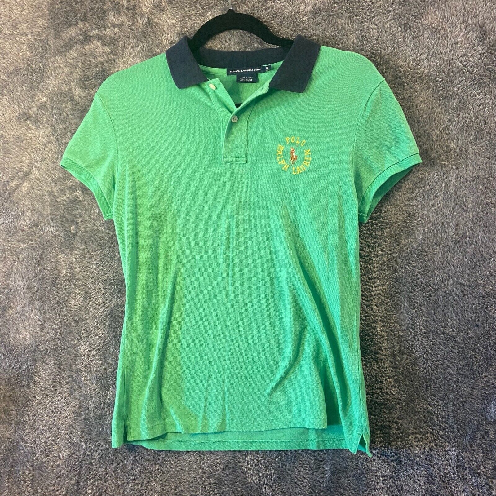 Ralph Lauren Polo Shirt Youth Medium Green Preppy Kids Real Pony Golf Stretch - £4.24 GBP