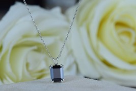 3Ct Emerald Cut Simulated Spinel Solitaire Fancy Pendant 14K White Gold Plated - £89.91 GBP