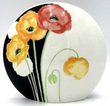 Mikasa Art Deco Bone China Vase Decor Lax 7.5&quot; x 8.5&quot; x 3&quot; Japan Floral Poppy - £18.53 GBP