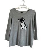 APT.9 Womens Sweater Gray Medium Knit Boston Terrier Rhinestone Pullover... - $18.81