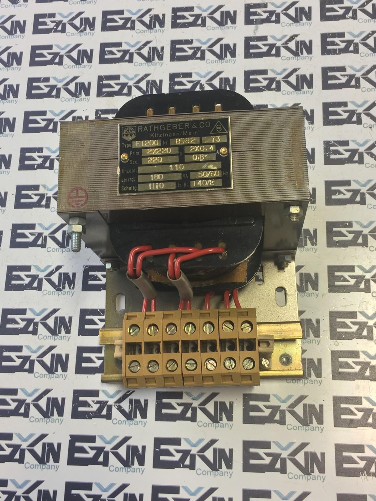 Rathgeber &amp; Co. ET200,8982-73 Transfomer Pri 2X220 Sec. 220  - $71.50