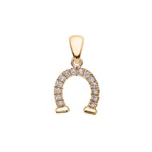 10k Yellow Gold Reversible Diamond Plain Horse Shoe Good Luck Pendant Necklace - £99.35 GBP+