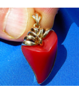 Natural Coral Red Mediterranean Pendant Hand made 18k Solid Gold Bezel M... - $3,462.54 CAD