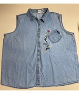 Looney Tunes Sleeveless Button Down Shirt Tweety Bugs Bunny Daffy Womens... - $12.73