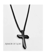 Men&#39;s ARMOR of GOD Black cross necklace. - $240.15 MXN