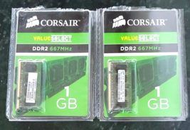 2 Corsair 1GB DDR2-RAM 667 MHz Notebook Memory 512MB 2Rx16 PC2-5300S-555... - £15.54 GBP