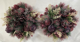 2 Christmas / Holiday Pine Wreaths / Candle Holders, approx 10&quot;, Used - ... - £8.79 GBP