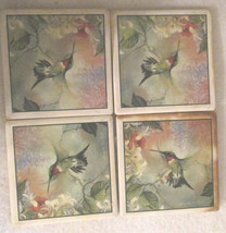 AbsorbaStone Absorbant Coasters SET 4 Hummingbirds Larry K. Martin - £9.87 GBP