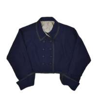 Vintage Cropped Jacket Womens S Wool Navy Double Breasted 60s Traditiona... - £44.64 GBP