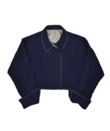 Vintage Cropped Jacket Womens S Wool Navy Double Breasted 60s Traditiona... - £45.22 GBP