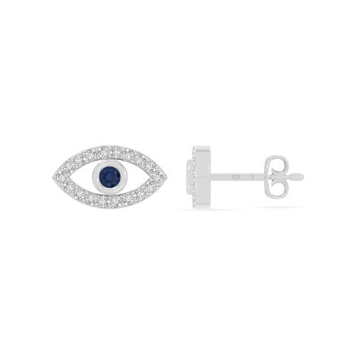 Evil Eye Luck Charm CZ & Blue Nano Crystal 925 Sterling Silver 9mm Stud Earrings Item image 3