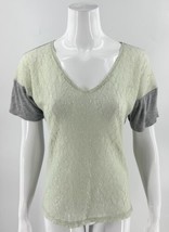 Buckle BKE Top Size S Mint Green Gray Lace Front Drop Shoulder Shirt V Neck - £19.29 GBP