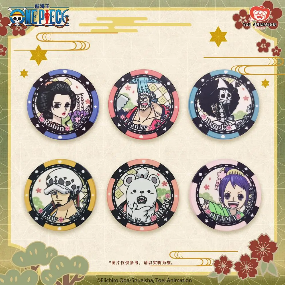 Anime One Piece Ceramics Commemorative Coins Straw Hat Gang Luffy Zoro ...