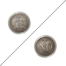 Yes or No Flip Challenge Coin Encased in Acrylic Plastic - £21.35 GBP