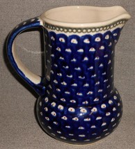 Boleslawiec Polish PEACOCK PATTERN Hand Made 32 oz STONEWARE PITCHER - £25.31 GBP