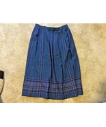 Pendleton Womens Size 10 Knife Pleated Midi Skirt WOOL Teal border plaid - £18.96 GBP