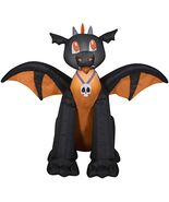 Gemmy 3&#39; Airblown Winged Black/Orange Dragon Halloween Inflatable - $972.73 MXN