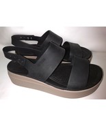 CROCS Brooklyn Low Wedge Sandals 9 Black Beige LiteRide Strap Platform H... - $602.13 MXN