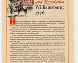 Resolution and Revolution Williamsburg 1776 Souvenir Broadside Bicentenn... - £19.73 GBP