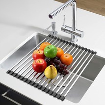 15 Tubes Roll Up Over The Sink Drying Rack Drainer Space Save Dish Holder - £19.15 GBP