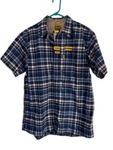DeWALT Austin ProStretch Work Shirt Men’s L Blue Plaid Vented Short Slee... - $29.69