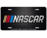 Nascar Logo Inspired Art on Black Mesh FLAT Aluminum Novelty License Tag... - $17.99