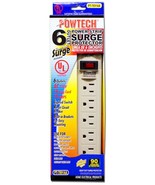 SURGE PROTECTOR 6 outlet POWER STRIP T Style 90° angLe Ivory POWTECH PT-... - $17.76