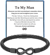 To My Man Bracelet for Boyfriend Husband Mens Infinity Leather Bracelets Valenti - £19.67 GBP