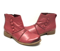 MIZ MOOZ SOFT RUCHED  LEATHER   BOOTIE SIDE ZIP WINE  37EU / 7US  # Z-87 - $116.82