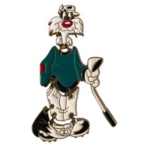 Looney Tunes Warner Bros Pin TM 1994 Sylvester The Cat Enamel Golfer Brooch - £15.73 GBP