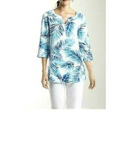 J Jill Top XS Aqua Blue Palm Tree Tropical Linen Beach Cruise NEW May Fi... - £31.92 GBP