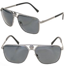 VERSACE FOCUS Pilot Medusa 2238 Gunmetal VE2238 Aviator POLARIZED Sungla... - $284.13
