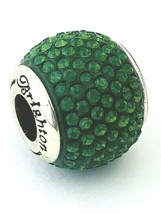 Brighton Cupid&#39;s Kiss Super Bead, J9722P, Silver Finish, Green Stones, New - $37.99