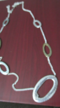 &quot;&#39;large Silver Tone Ovals On Thin Chain - Longer Necklace - £7.10 GBP