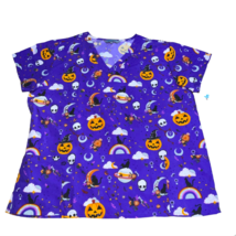 Serene Uniforms Womens Scrub Top Shirt Plus Size 2X New Purple Halloween... - $19.99