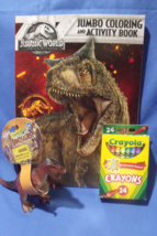 Toys Lot of 3 New Boys Jurassic Color Book Crayola Crayons &amp; Raptor Dinosaur - £12.01 GBP