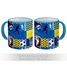 Soccer Patchwork : Gift Mug Kid Boy Party Room Decor Sports Football Square Patt - £12.57 GBP