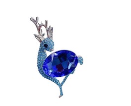 Vintage look stunning diamonte silver plated christmas reindeer brooch p... - $22.58