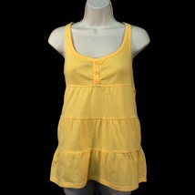 Love By Design Womens Tiered Ruffle Tank Top M Medium Yellow Long Scoop ... - £9.35 GBP