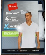 Hanes X-temp ~ Mens 4-Pack T-Shirts V-Neck White Performance Mesh Breath... - $37.17 CAD